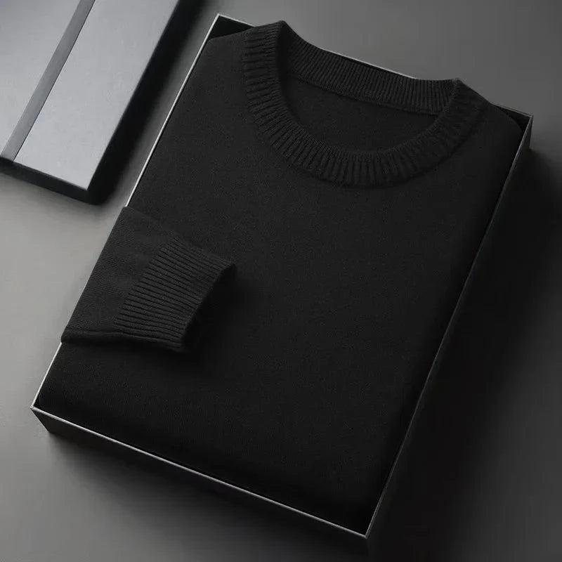 Unisex gebreide pullover met ronde hals en geribde boorden