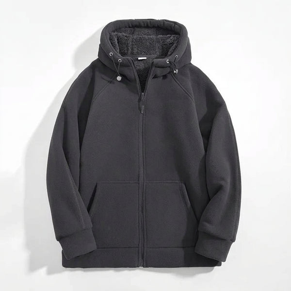 Unisex Kapuzenjacke mit Reißverschluss und Plüschfutter für kalte Tage
