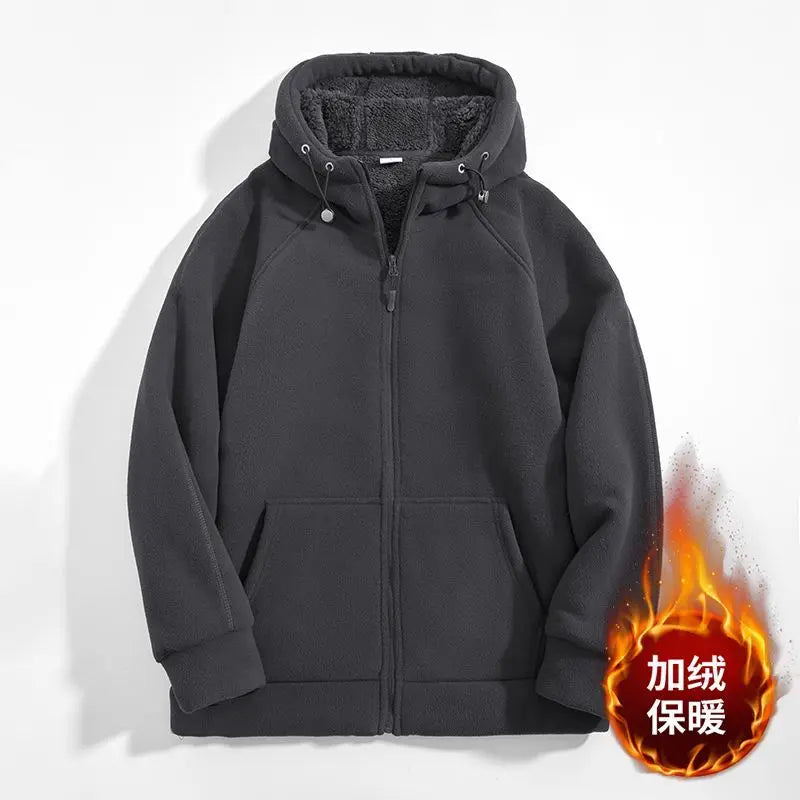 Unisex Kapuzenjacke mit Reißverschluss und Plüschfutter für kalte Tage