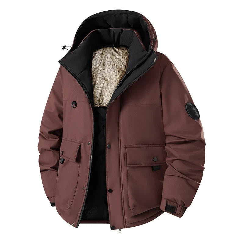 Herren Winterjacke mit Kapuze, mehreren Taschen und robustem Design
