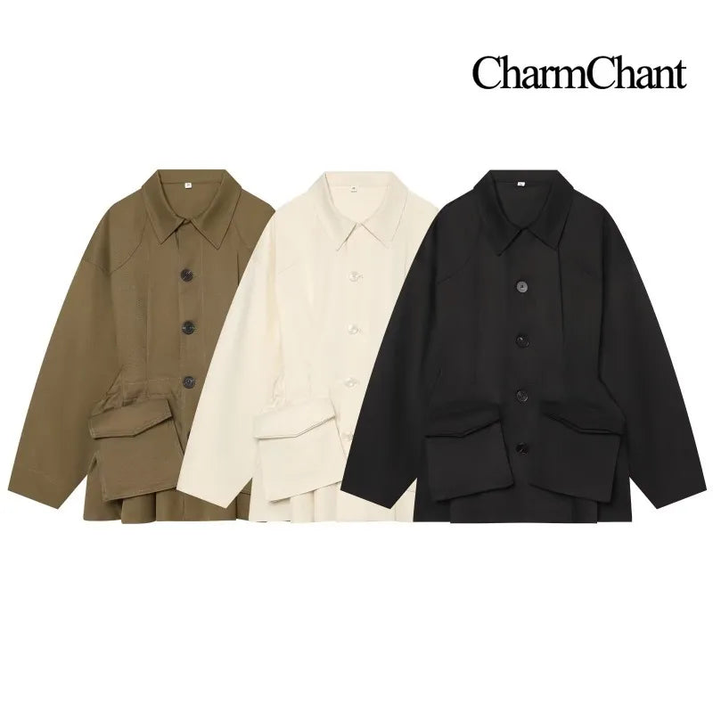 Damen Übergangsjacke mit Kentkragen und großen Pattentaschen