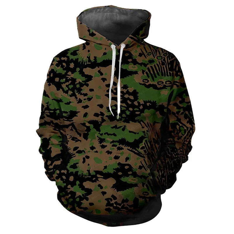 Hoodie met capuchon, camouflagepatroon, kangoeroezak, unisex