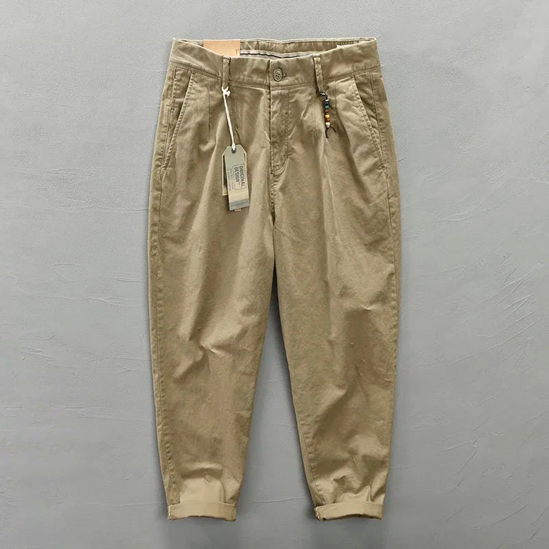 Olijfgroene chino-vrijetijdsbroek voor heren, katoenmix, casual