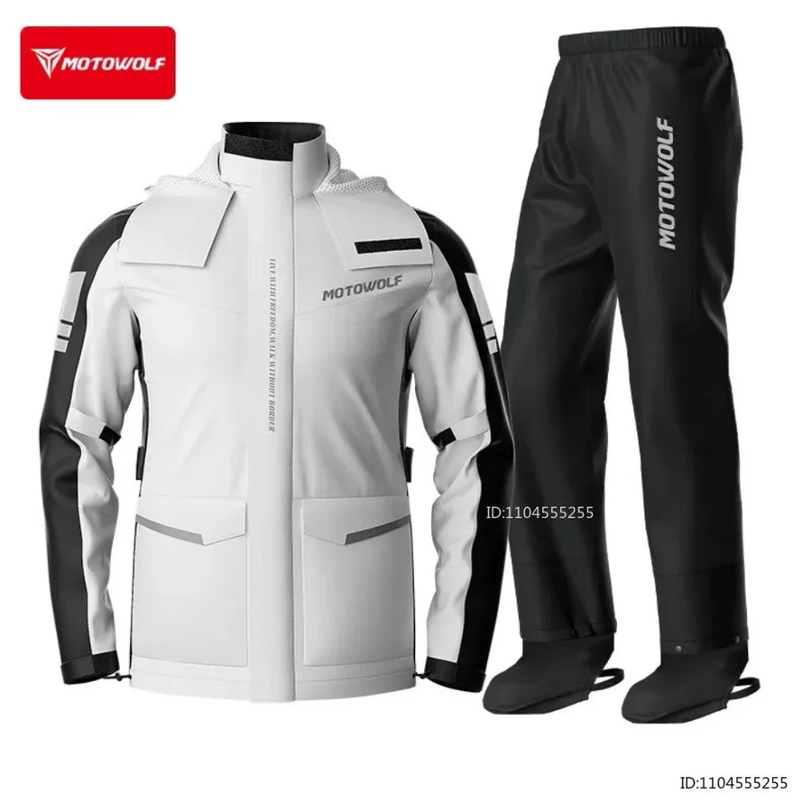Unisex Motorrad Regenanzug Regendicht mit Kapuze & Reflektoren