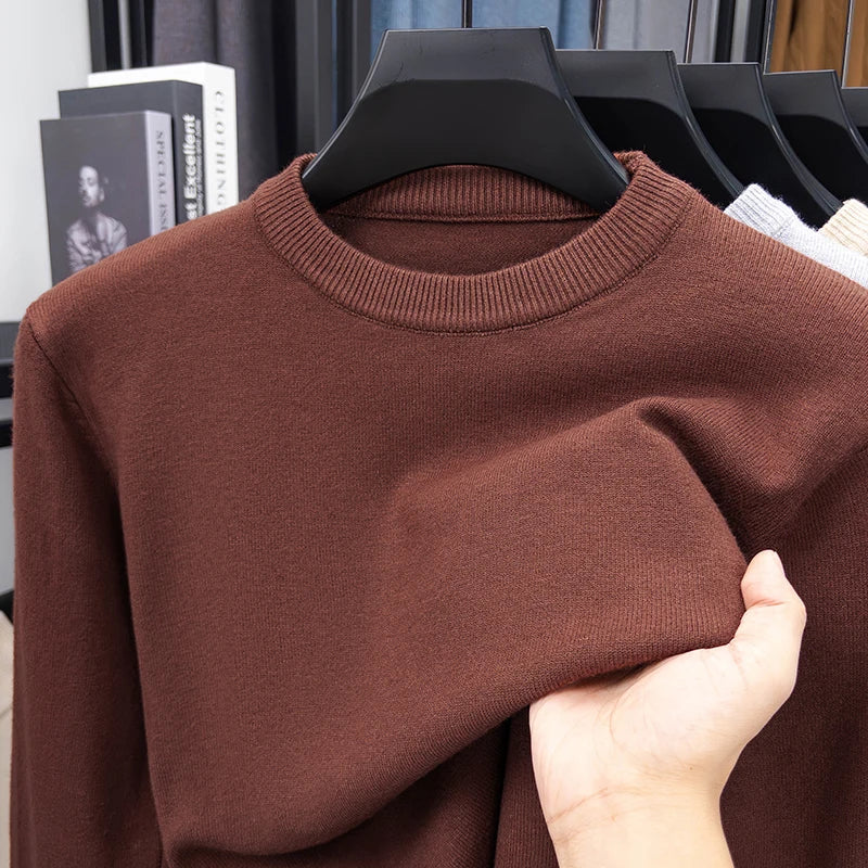 Unisex basic trui met ronde hals, lange mouwen en breisel