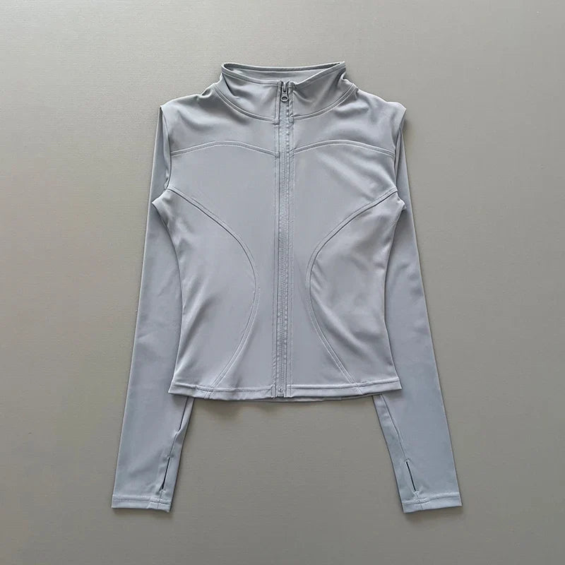 Damen Sportjacke mit Stehkragen & Reißverschluss Lange Ärmel