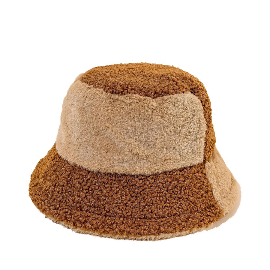 Tweekleurige bucket hat van imitatiebont, zacht gevoerd