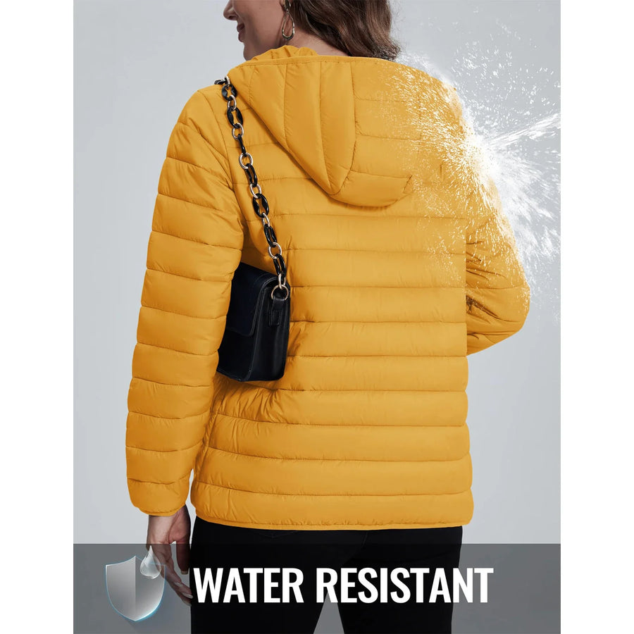 Damen Steppjacke mit Kapuze, leicht & gefüttert, warm für Herbst & Winter
