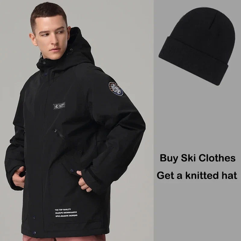 Unisex Winter Skijacke mit Kapuze & Reißverschluss – Winddichte Snowboardjacke