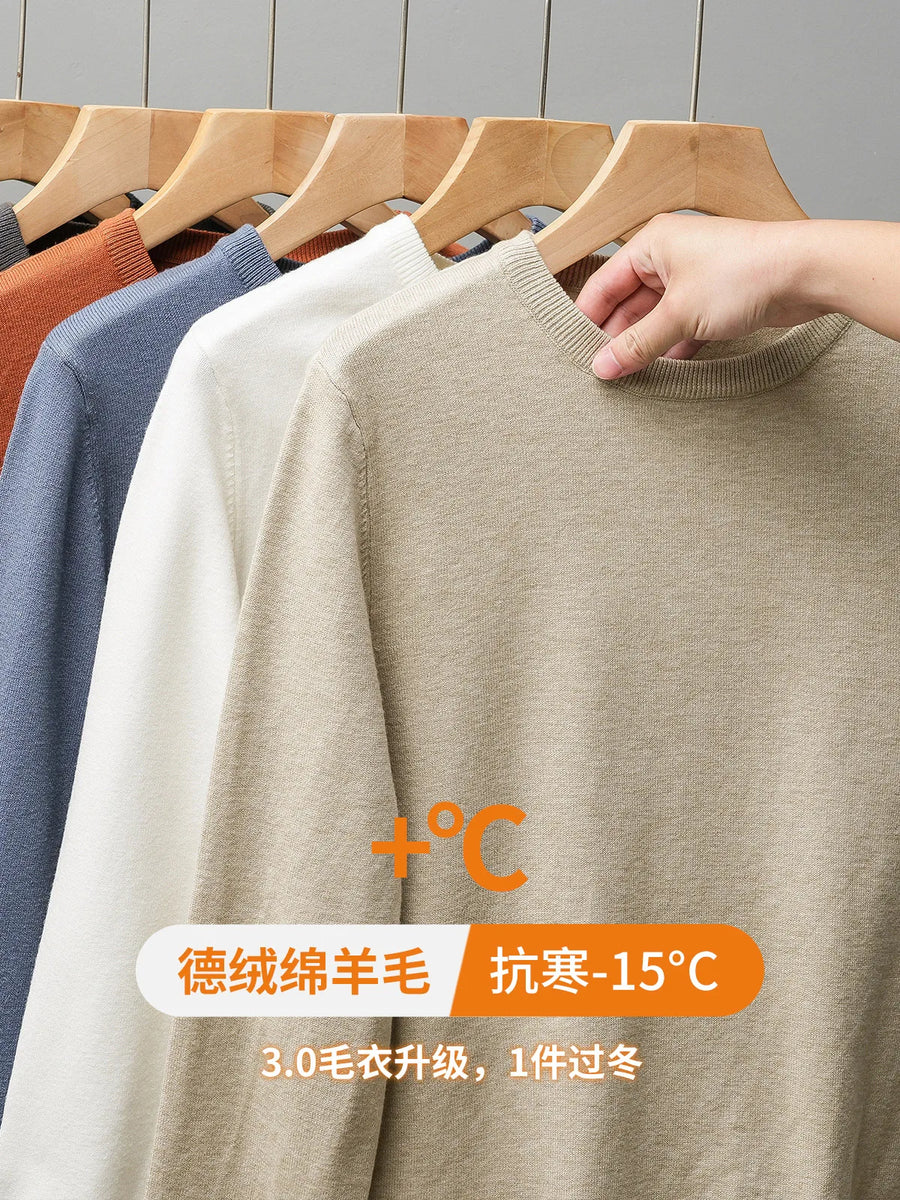 Unisex basic sweater met lange mouwen, ronde hals en fijne brei