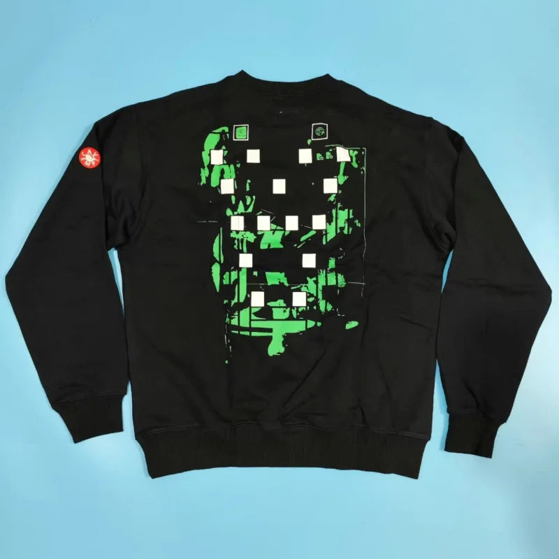 Uniseks sweatshirt met lange mouwen, ronde hals, grafische print en patch op de mouw