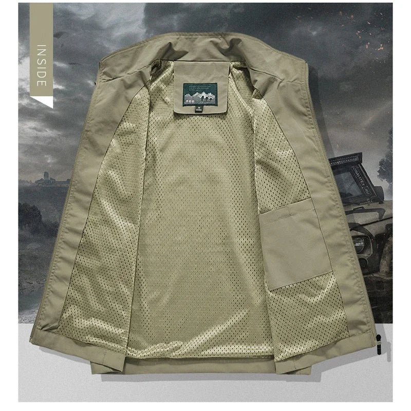 Herren Outdoor Weste mit Stehkragen & Reißverschlusstaschen, leichte Freizeitweste