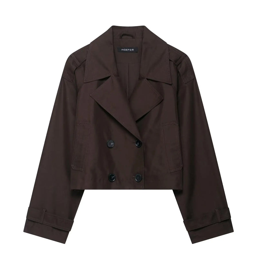 Kurze Damen Jacke Trenchcoat Stil Zweireiher Beige