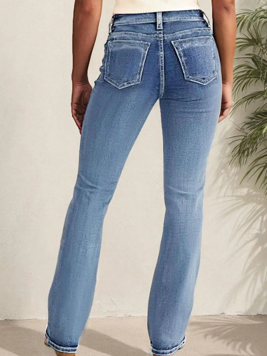 Dames bootcut-jeans, lichtblauw, met lichte wassing