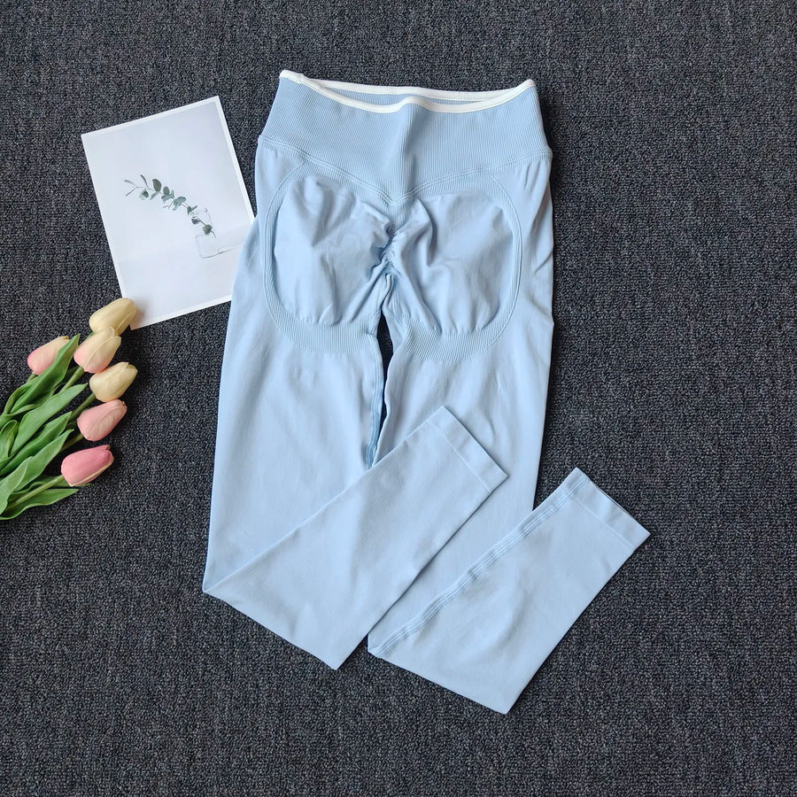 High-waist scrunch-buttlegging met rimpeldetail in verschillende kleuren