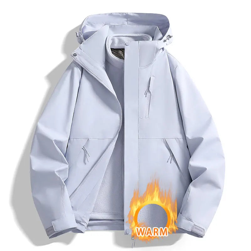 3-in-1 Jacke Unisex Wasserdicht Winddicht Winterjacke mit Fleece-Innenfutter Kapuze