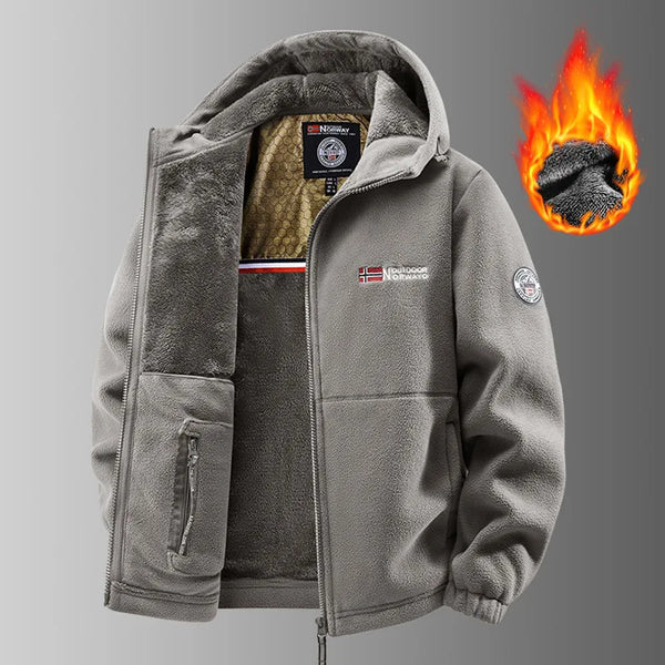 Herren Winter Fleecejacke mit Kapuze und Reißverschluss, gefüttert, warm