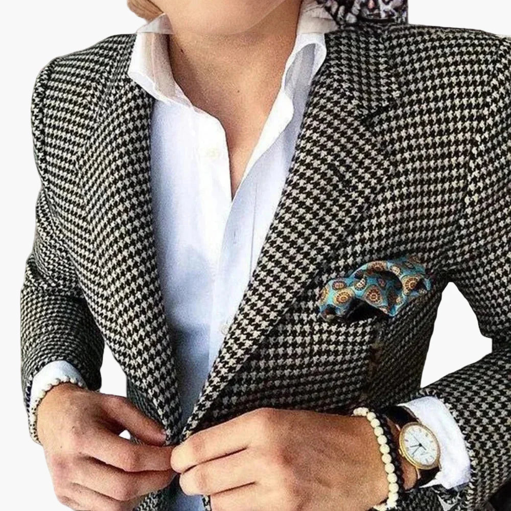 Herren Hahnentritt Sakko – Eleganter Business & Freizeit Blazer im klassischen Stil