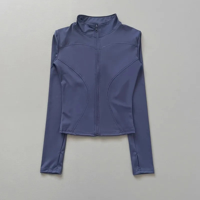 Damen Sportjacke mit Stehkragen & Reißverschluss Lange Ärmel
