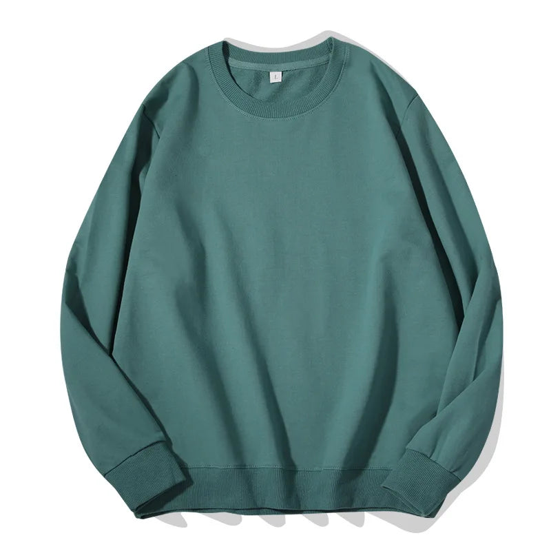 Unisex basic sweatshirt met ronde hals, lange mouwen, effen, geribde boorden, casual trui