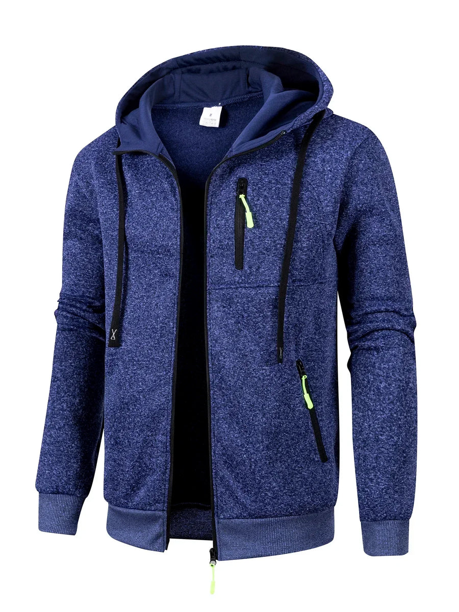 Herren Kapuzenpullover mit Reißverschluss und warmem Futter