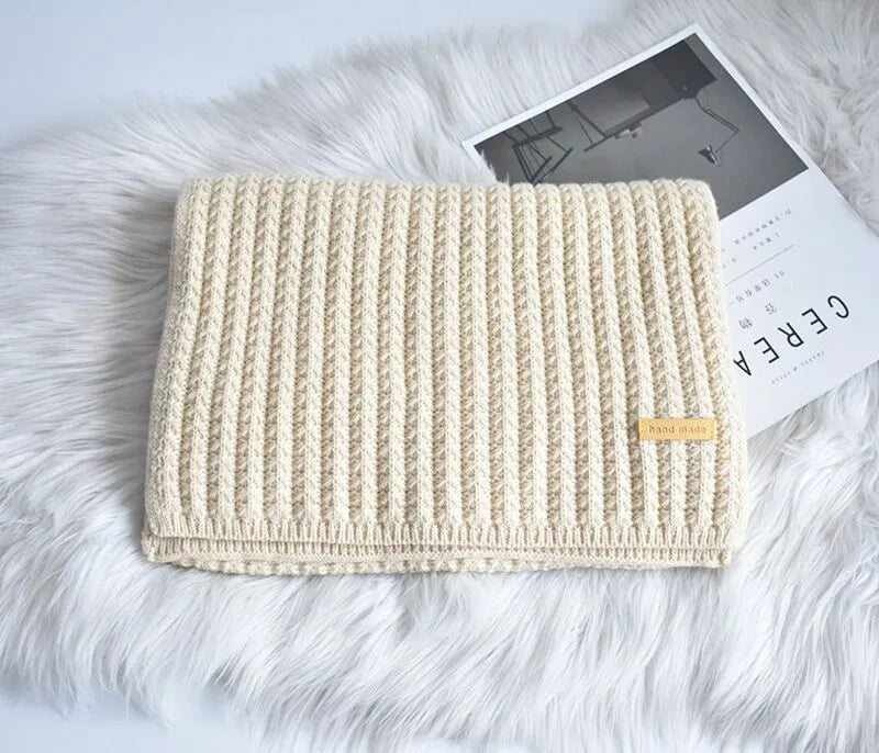 Unisex Winter Schal Gerippt Strick Schal mit „Handmade“ Etikett in verschiedenen Farben