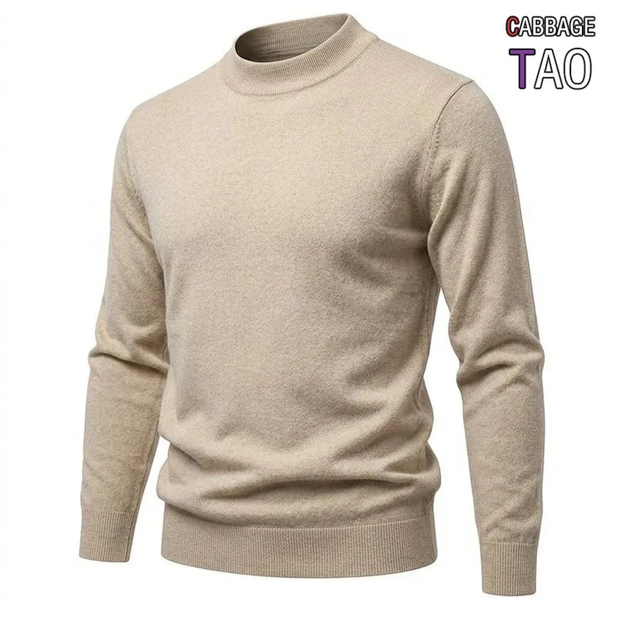 Heren trui met mock neck, geribde col en casual gebreid ontwerp