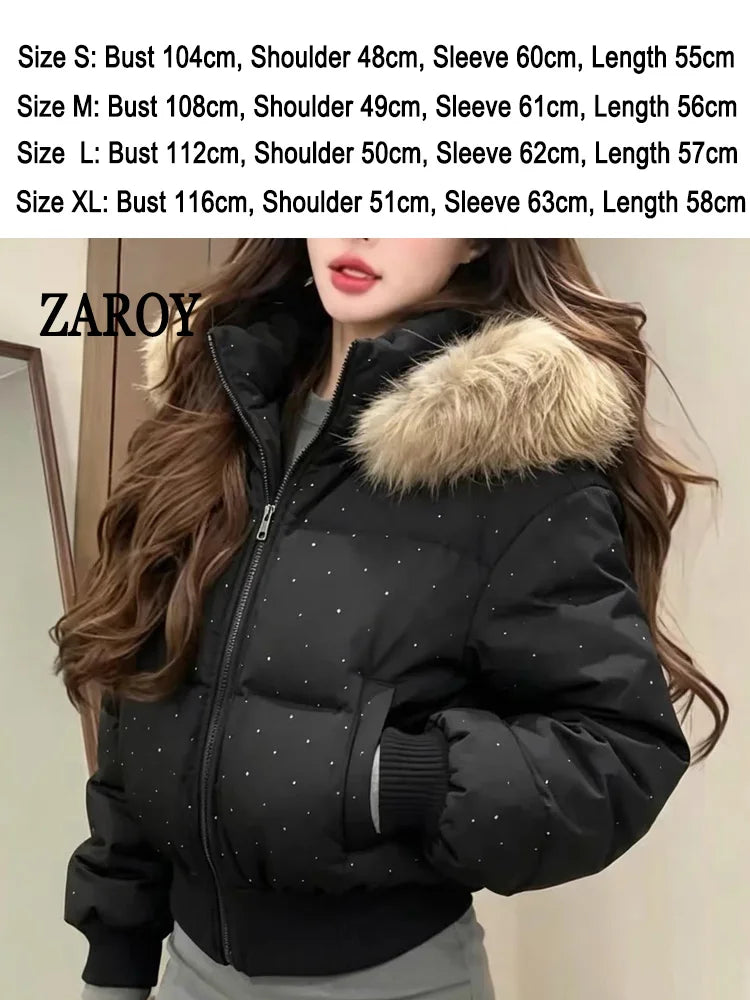 Damen Steppjacke mit Kapuze und Reißverschluss