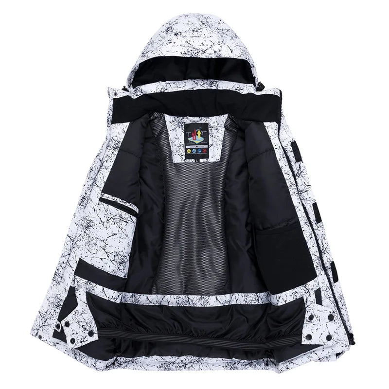 Unisex Outdoorjacke mit Kapuze, bunter Druck