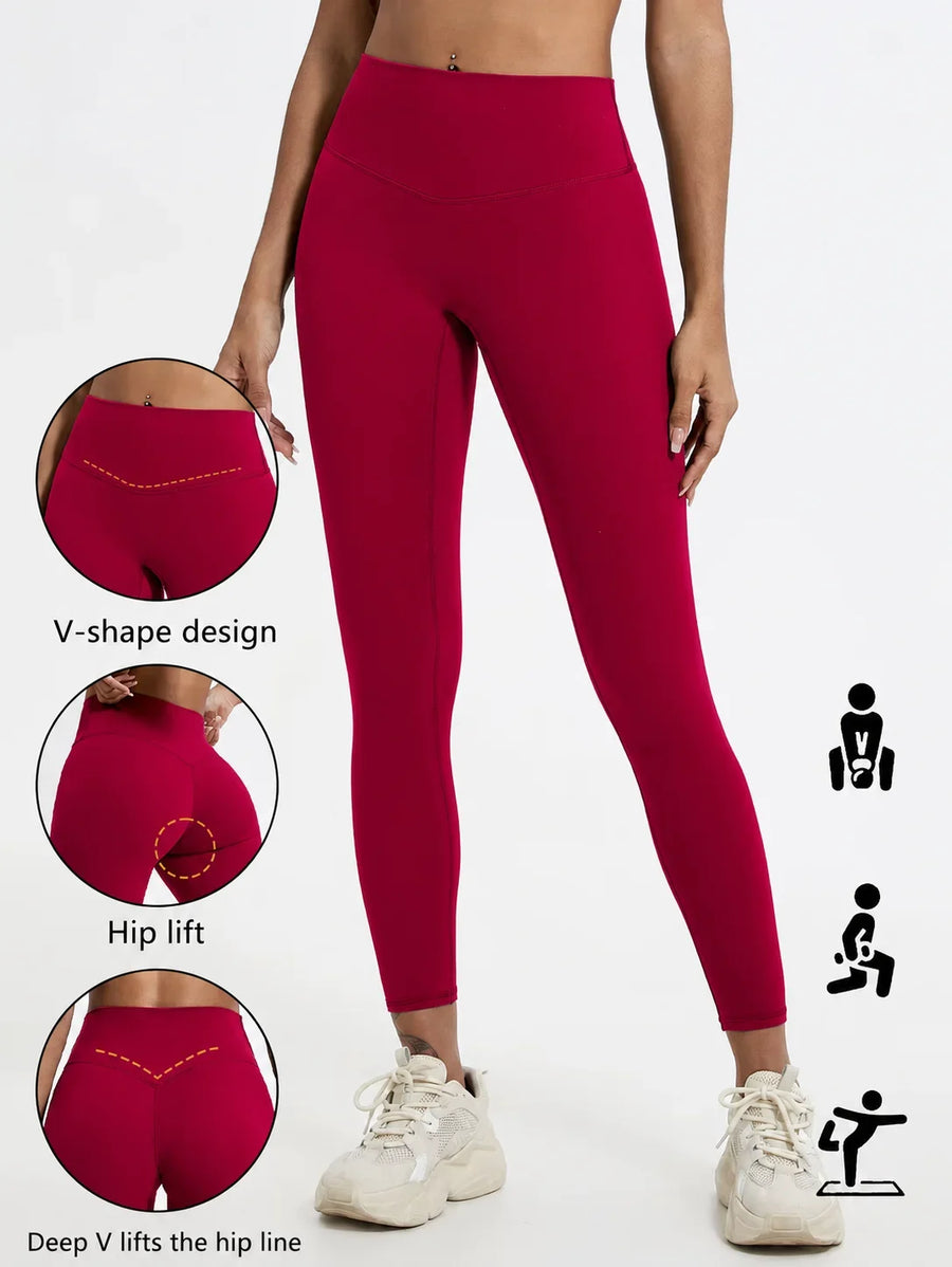 Sportlegging voor dames met hoge taille, V-design en liftend effect voor de billen