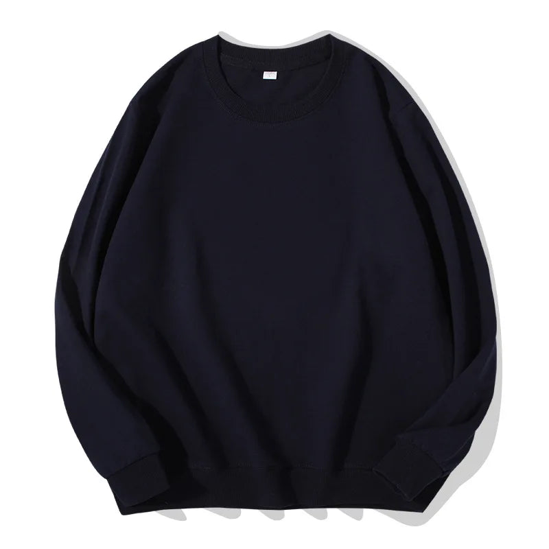Unisex basic sweatshirt met ronde hals, lange mouwen, effen, geribde boorden, casual trui