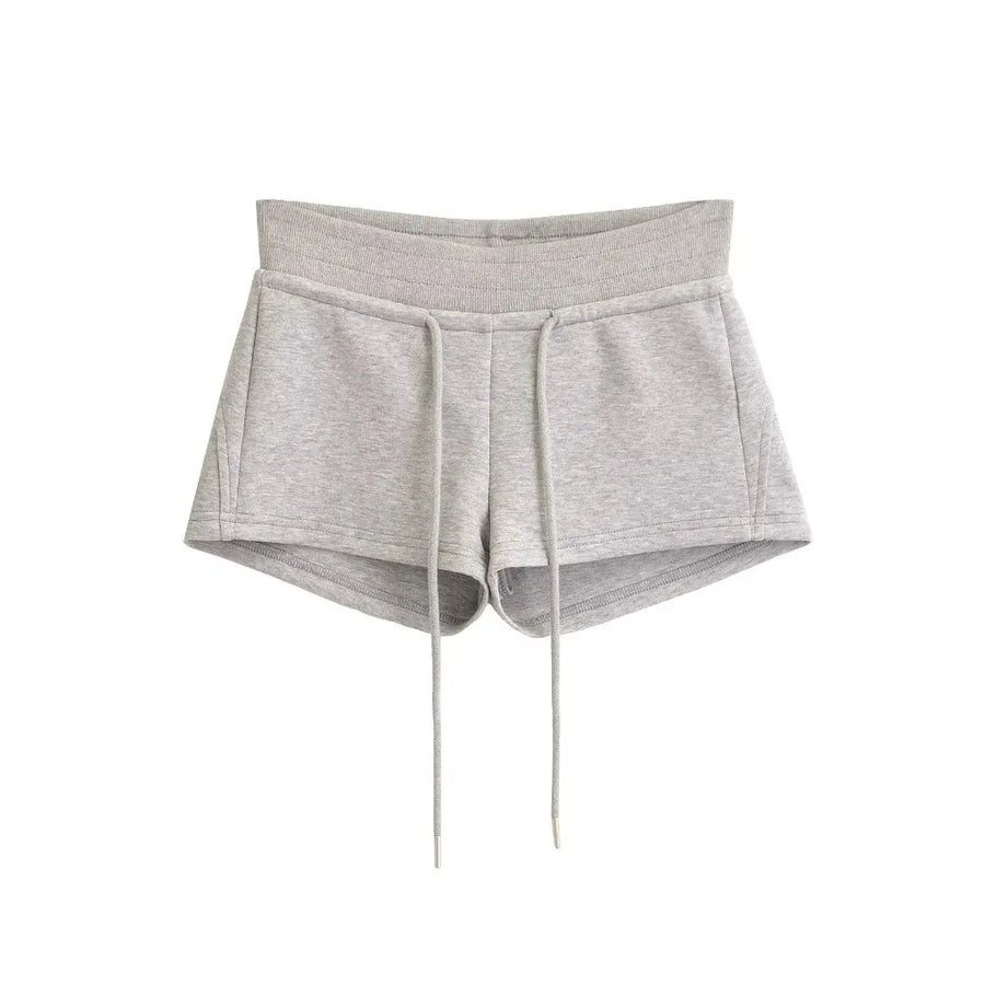 Damen Sport Shorts mit Kordelzug Kurze Hose Schwarz/Grau