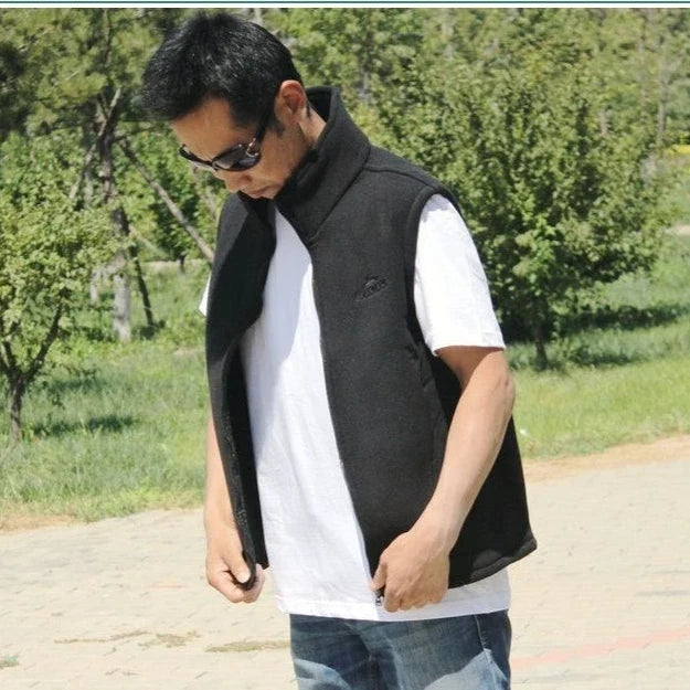 Fleece Weste mit Reißverschluss Stehkragen und Taschen Herren