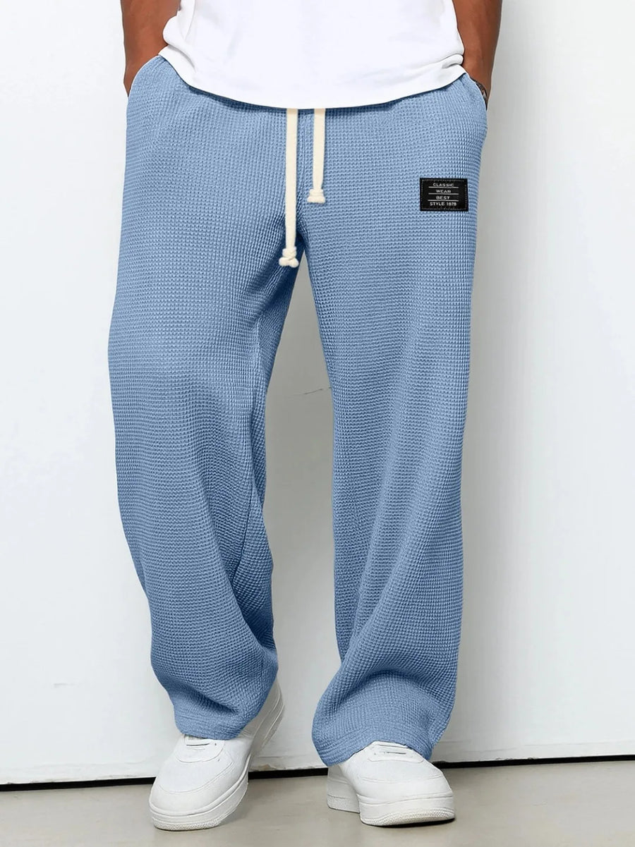 Unisex Waffel-Jogginghose mit Kordelzug und weitem Bein