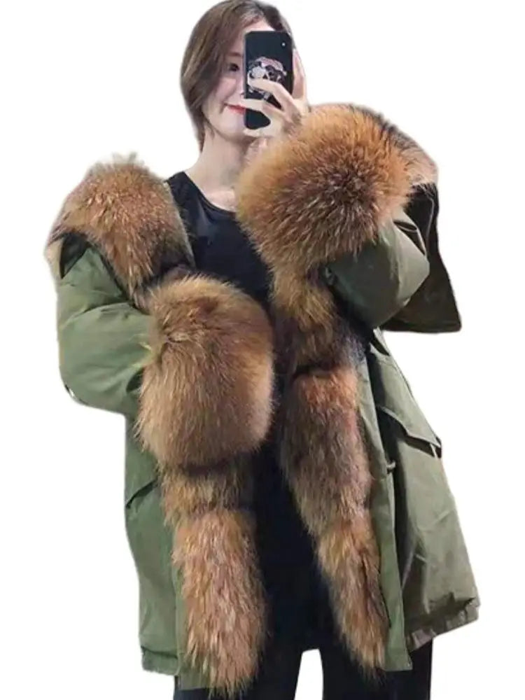 Damen Winterparka mit abnehmbarem Fellimitat Kragen und Bündchen in verschiedenen Farben