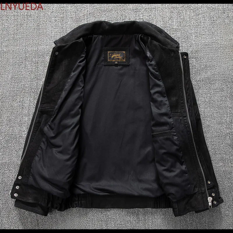 Herren Jacke Schwarz mit Reißverschluss und Kragen
