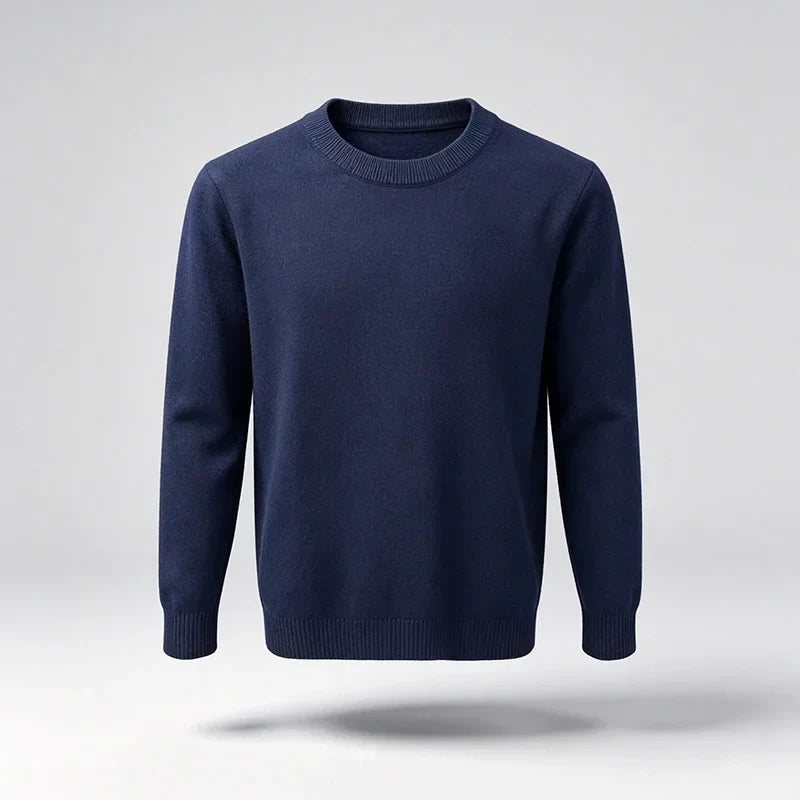 Unisex basic pullover met ronde hals, lange mouwen en gebreide look