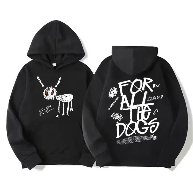 Hoodie met capuchon en kangoeroezak, grafische print voor- en achterop, unisex