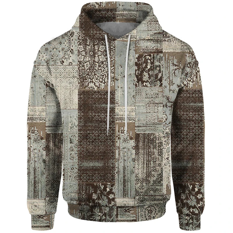 Hoodie met patchworkpatroon en capuchon