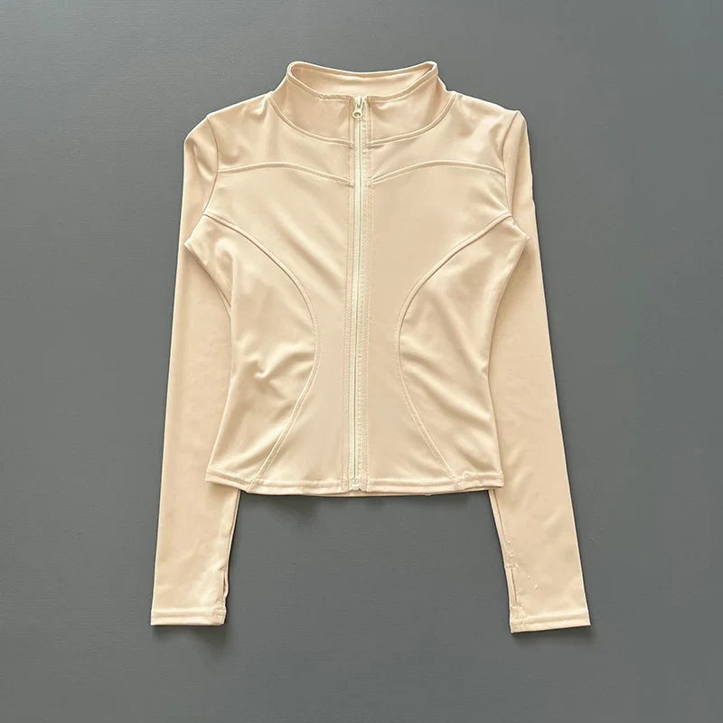 Damen Sportjacke mit Stehkragen & Reißverschluss Lange Ärmel