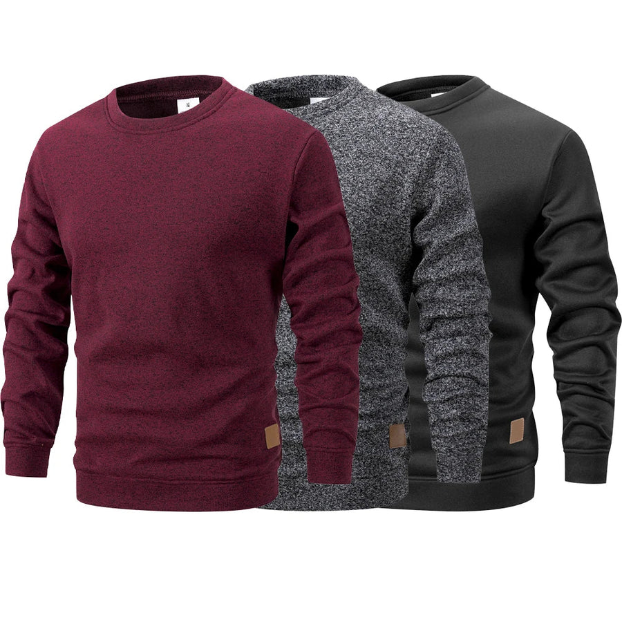 Heren casual trui met ronde hals, lange mouwen en gemêleerde look