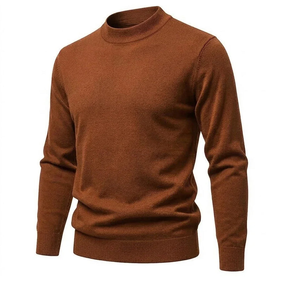 Heren trui met mock neck, geribde col en casual gebreid ontwerp