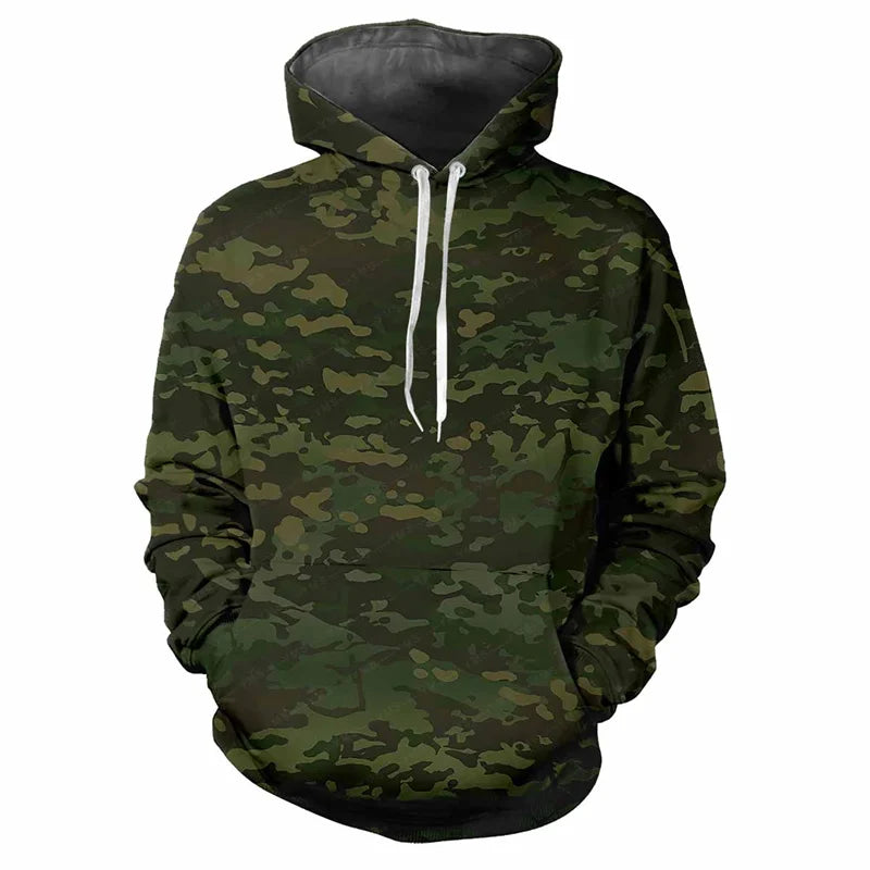 Hoodie met capuchon, camouflagepatroon, kangoeroezak, unisex