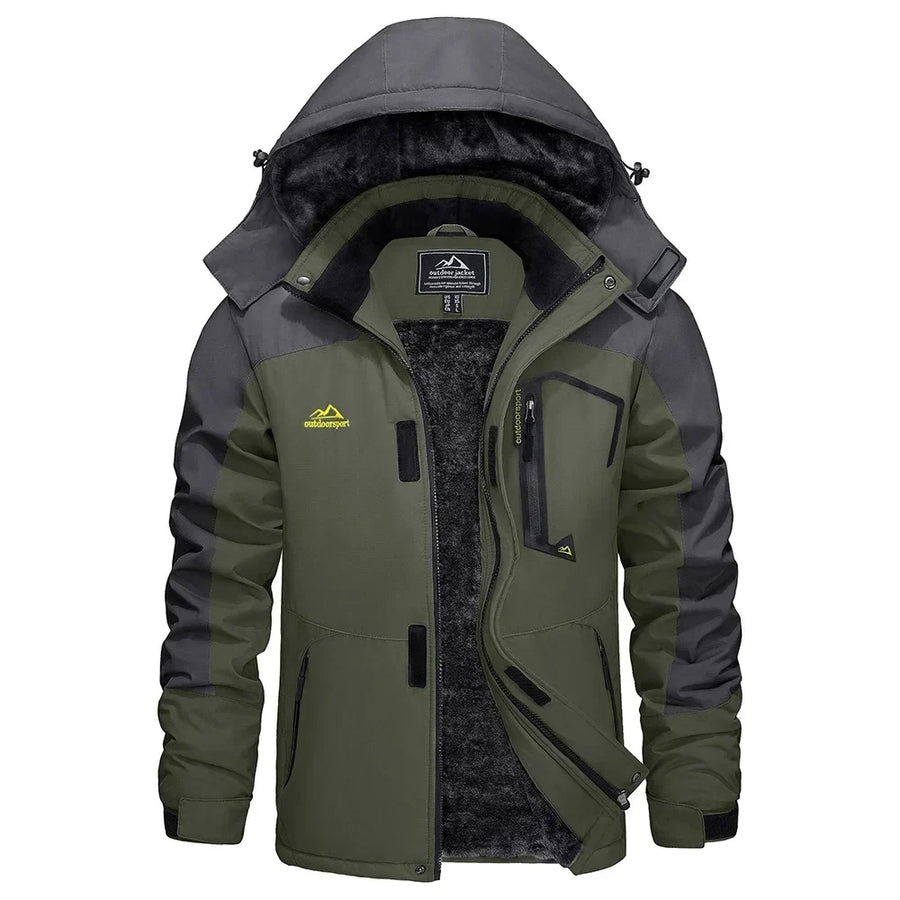 Herren Winterjacke mit Kapuze, gefüttert, atmungsaktiv, outdoor