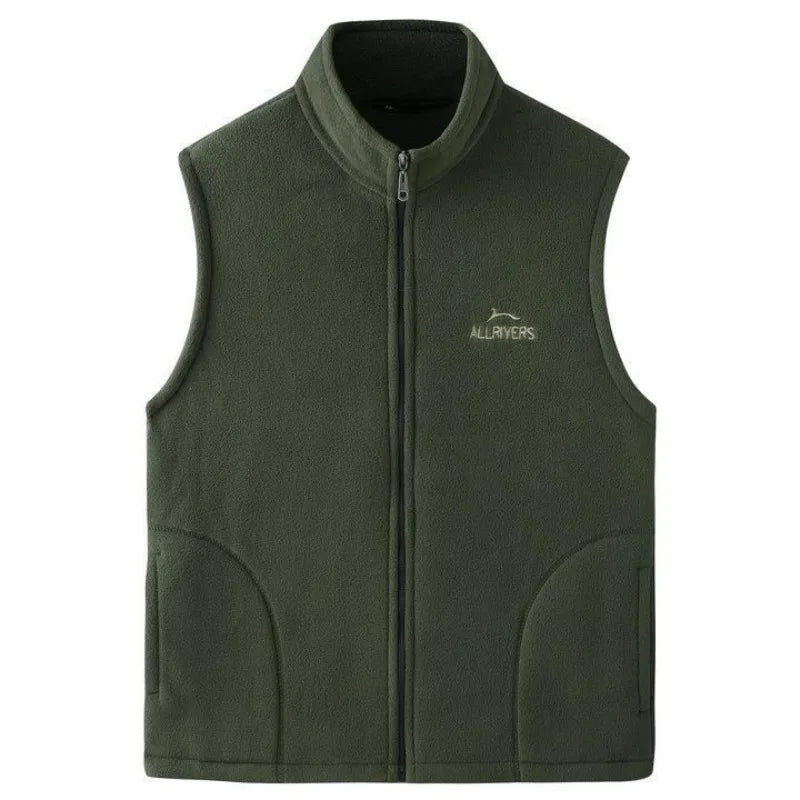 Fleece Weste mit Reißverschluss Stehkragen und Taschen Herren