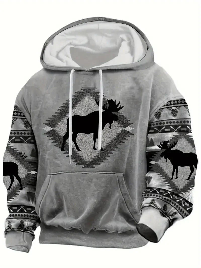 Hoodie mit Motivdruck, Kängurutasche, Kapuze und Kordelzug