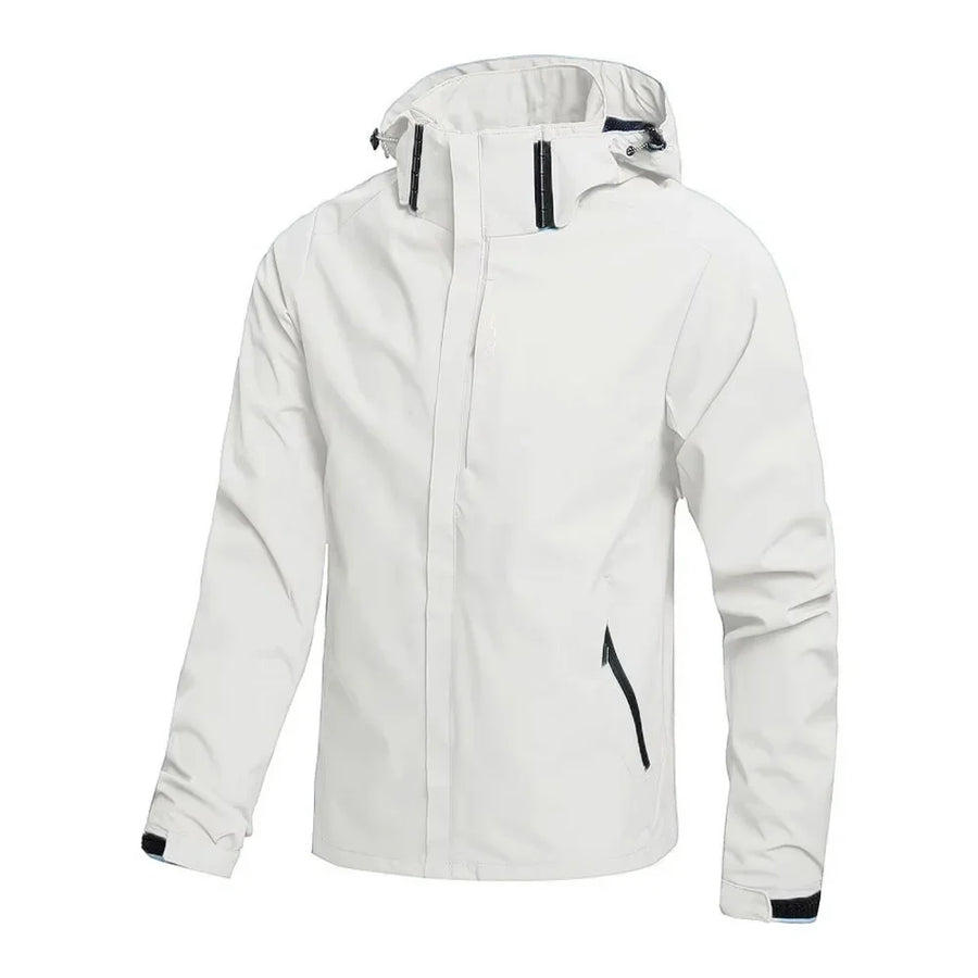 Unisex Outdoorjacke mit Kapuze und Reißverschluss, wasserabweisend