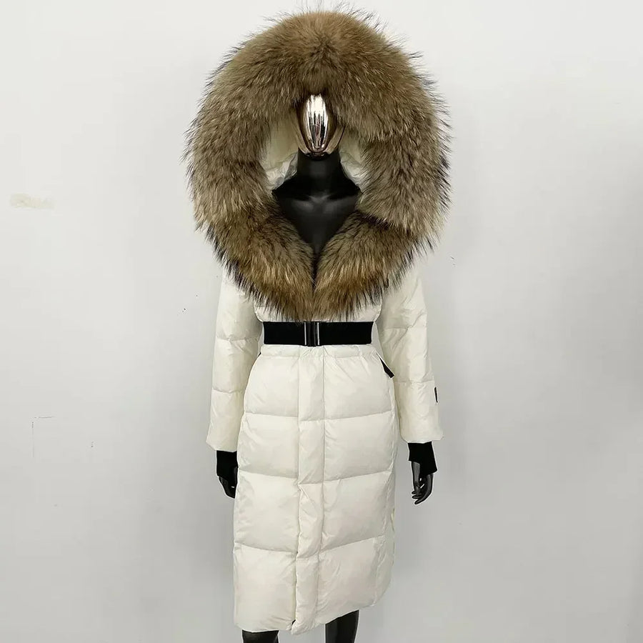 Damen Winter Steppmantel mit Kapuze und Fellkragen Schwarz Grau