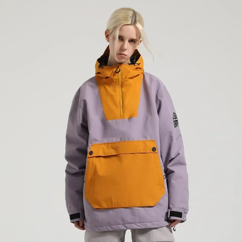 Unisex Anorak Jacke mit Kapuze & Kängurutasche – Wasserdicht aus Synthetik