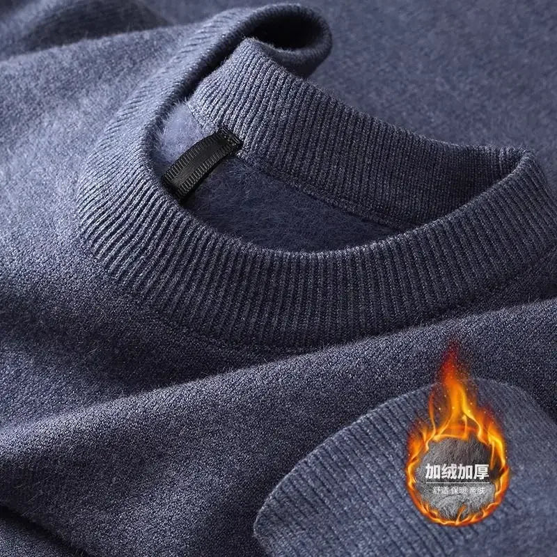 Unisex trui met lange mouwen en fleecevoering – coltrui of ronde hals